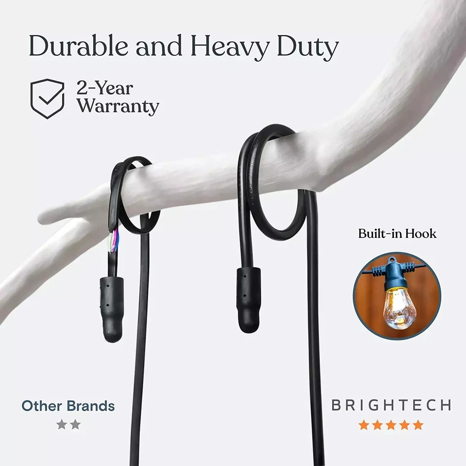 Brightech Ambience Pro Solar Powered Outdoor String Lights - 27 Ft. (12 Bulbs)