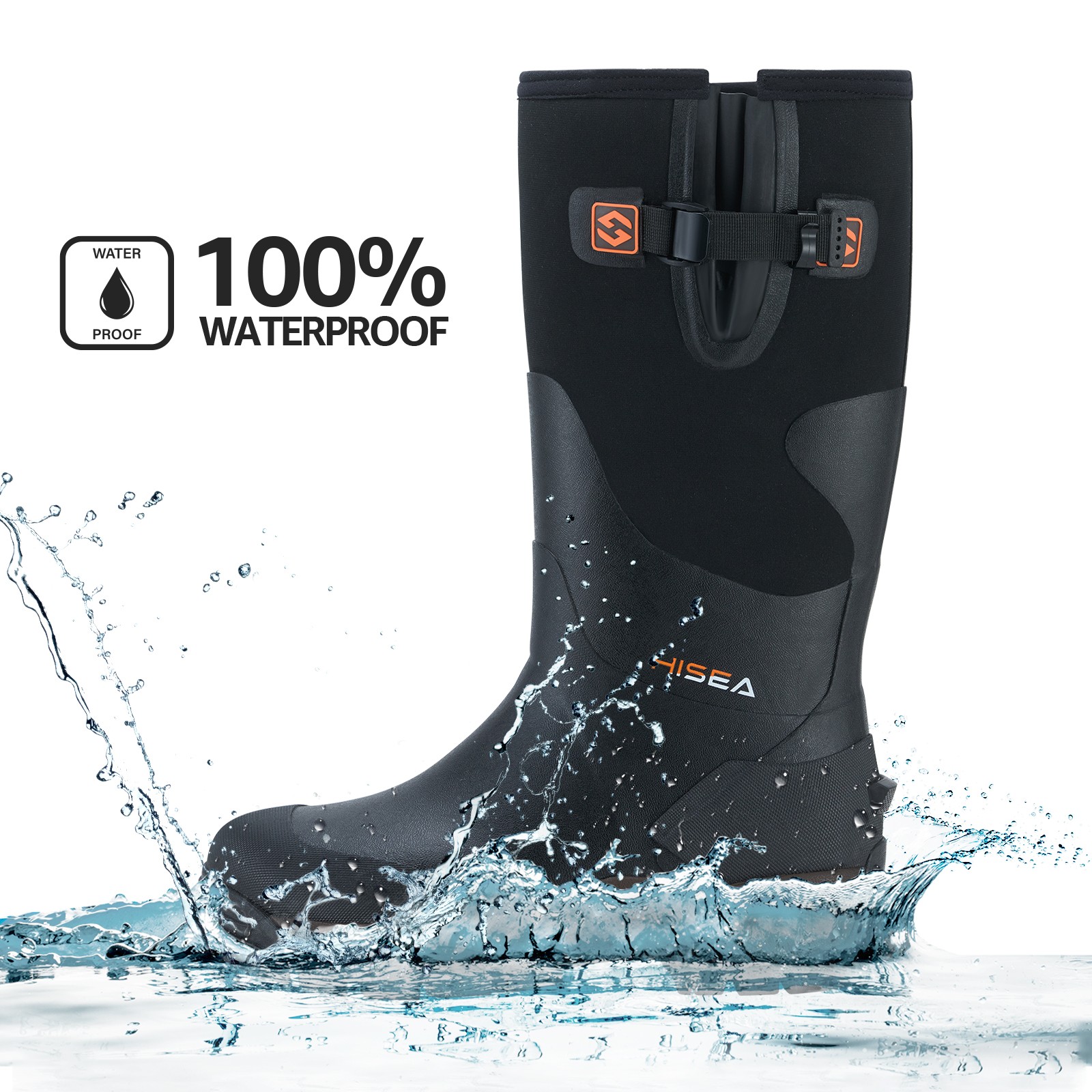 HISEA Men Hunting Boots w/Steel Shank Adjustable Calf Waterproof Work Rain Boots