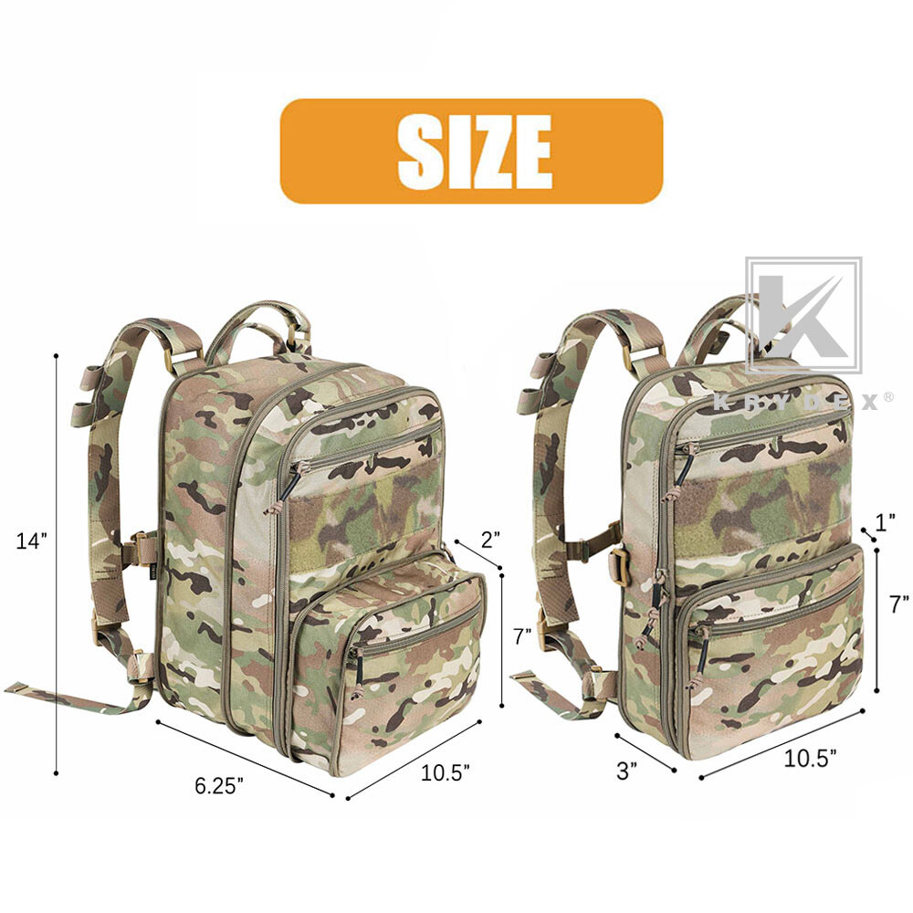 KRYDEX D3 Flatpack 23L Tactical Expandable Backpack MOLLE Travel Pack Multicam