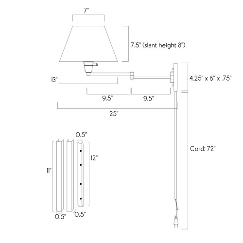 Kira Home Cambridge 13" Swing Arm Wall Lamp - Plug In/Wall Mount Multi-color opt