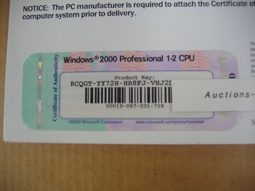 MICROSOFT WINDOWS 2000 PROFESSIONAL FULL OPERATING SYSTEM MS WIN PRO=NEW SEALED=