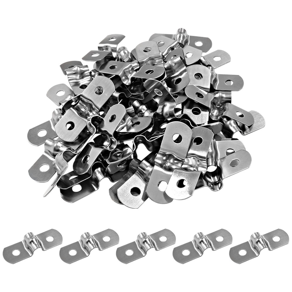 Hordion 50Pcs M5 Two Hole Strap U Bracket, Rigid Pipe M5, Silver