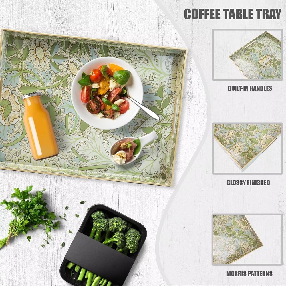 Plastic decorative tray with handle