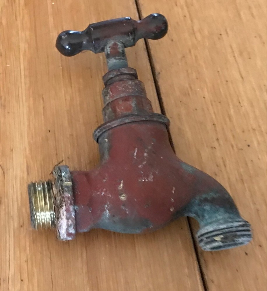 VINTAGE SOLID BRASS GARDEN TAPS Over Painted ref33 - (Black D 12)
