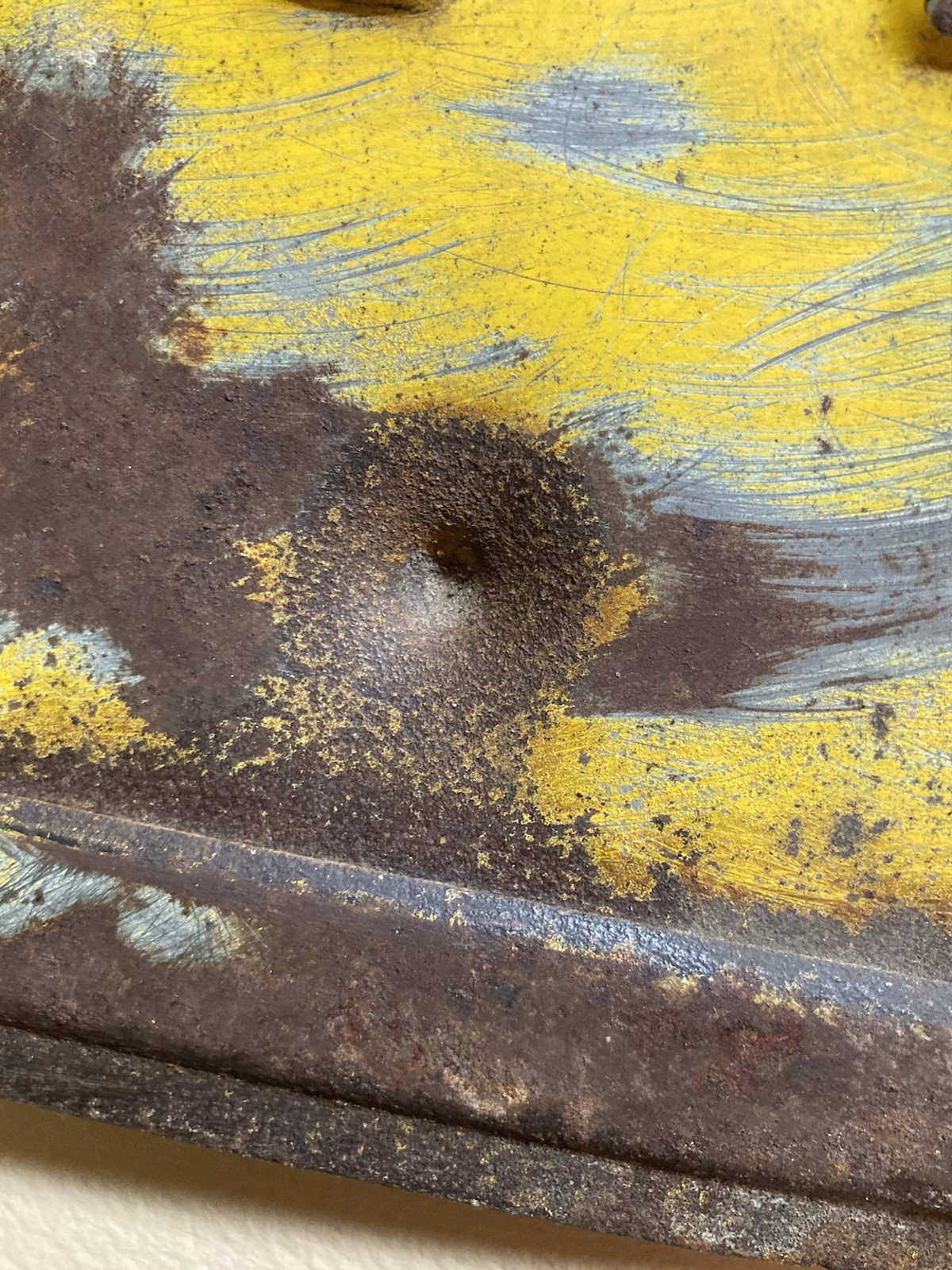 Vintage Yellow Stop Sign Embossed 24"x24" Art Deco 1930 Era