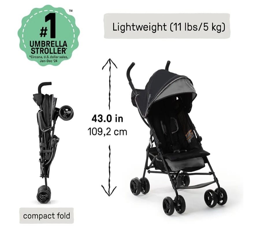 Summer by Ingenuity 3Dmini Lightweight Umbrella Stroller Gray Folding