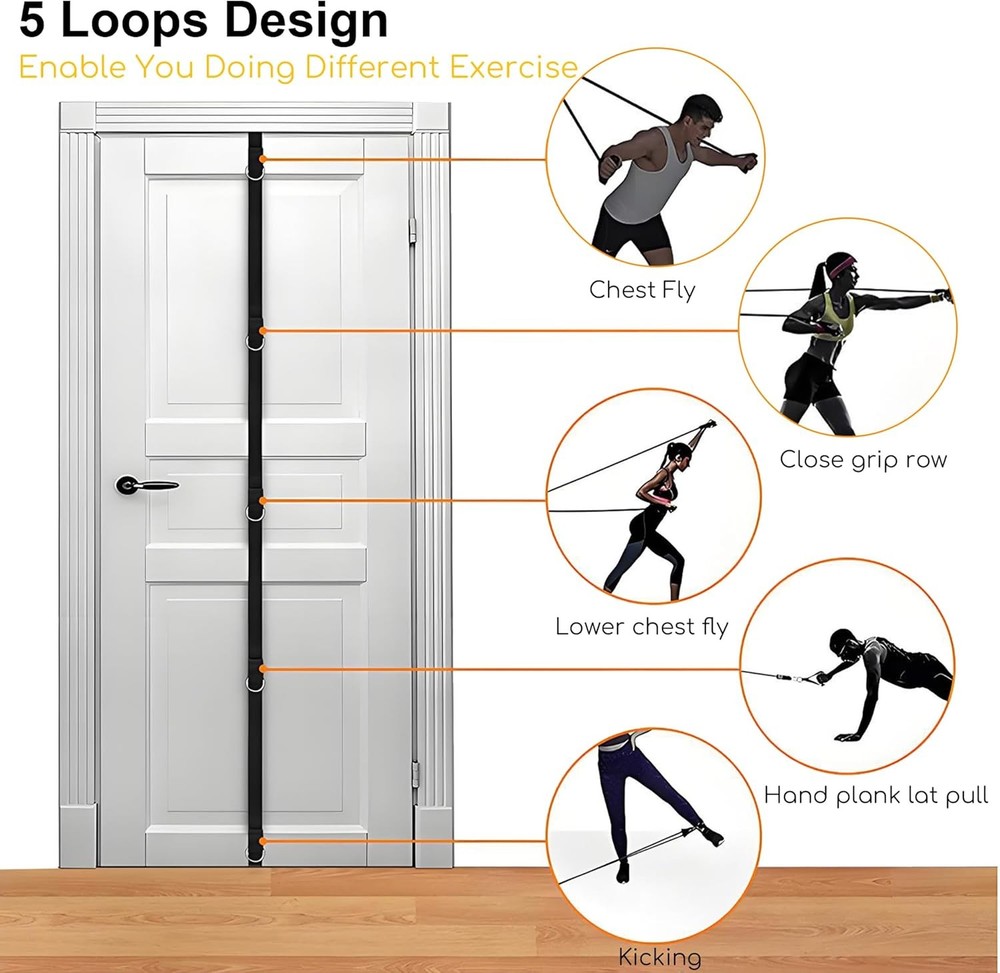 Resistance Bands Set with Door Anchor Training System, 5 Colors Stackable up to