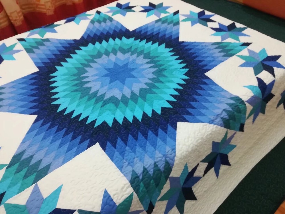 King Size Machine Pieced And quilted Patchwork Quilt#159