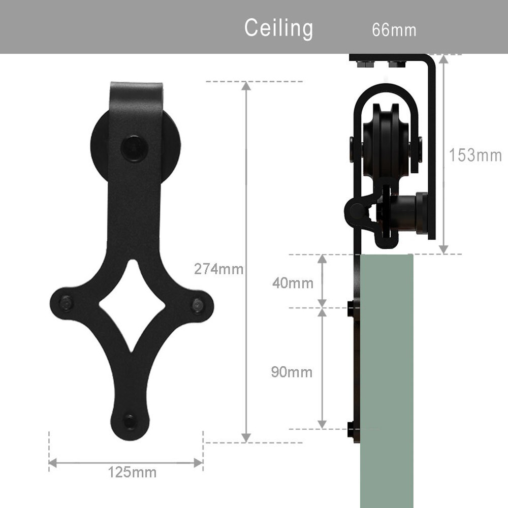 4FT-20FT Ceiling Mount Rail Sliding Barn Door Hardware Kit Track Roller Closet