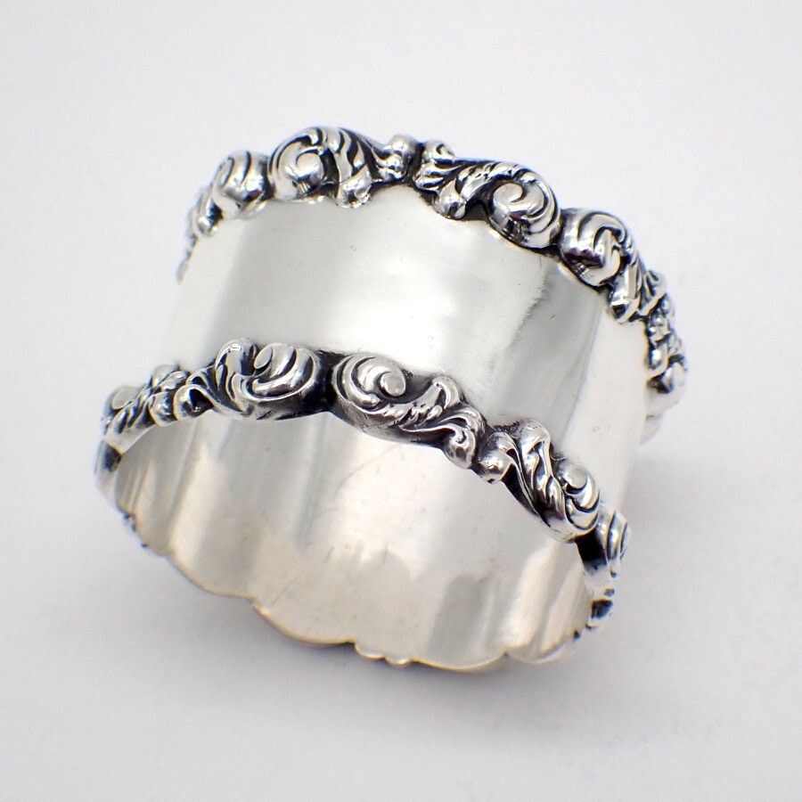 Scroll Border Napkin Ring Sterling Silver No Mono