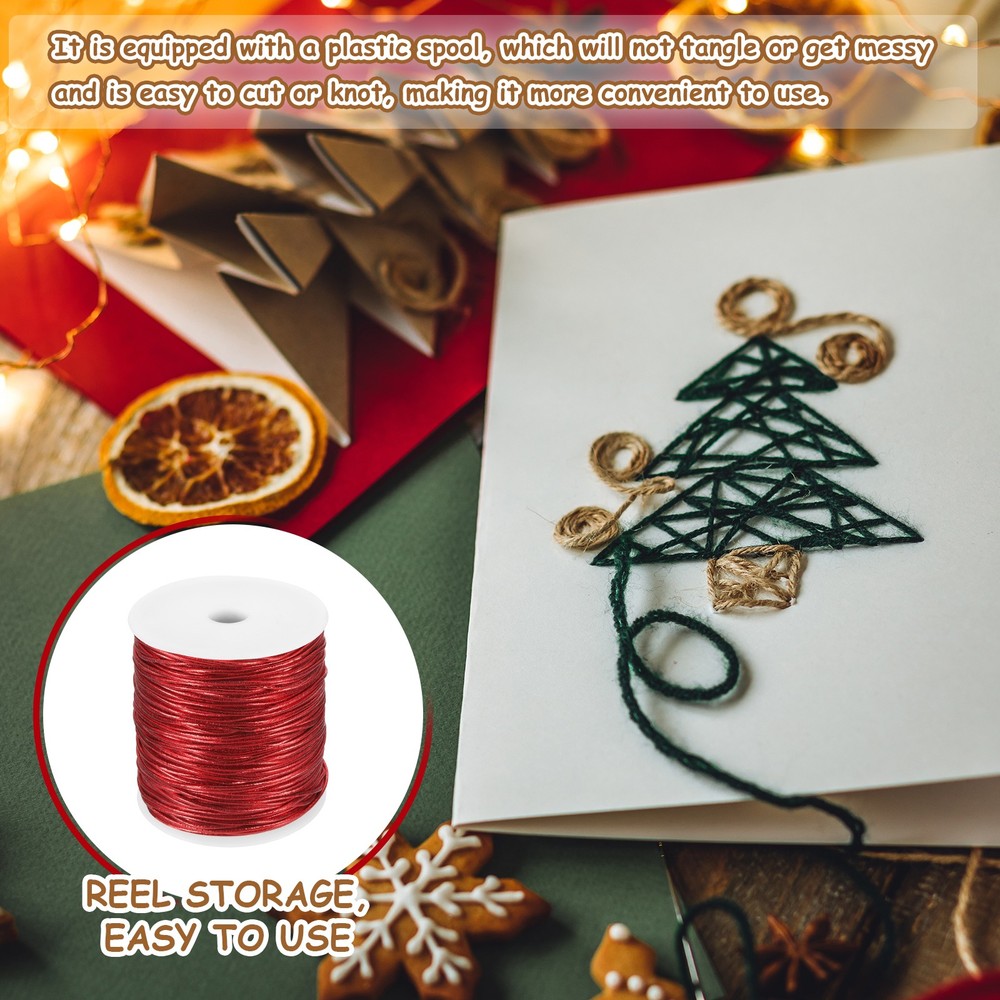 2mm Metallic Elastic Cords,Red, 109 Yards Each
