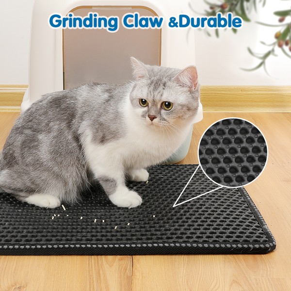 Black Cat Litter Mat, Double Layer Waterproof Millet Scratch Pad