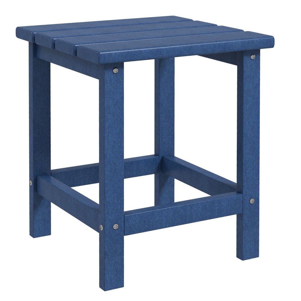Patio Side Table, Outdoor Plastic End Table for Backyard Deck Lawn, Blue