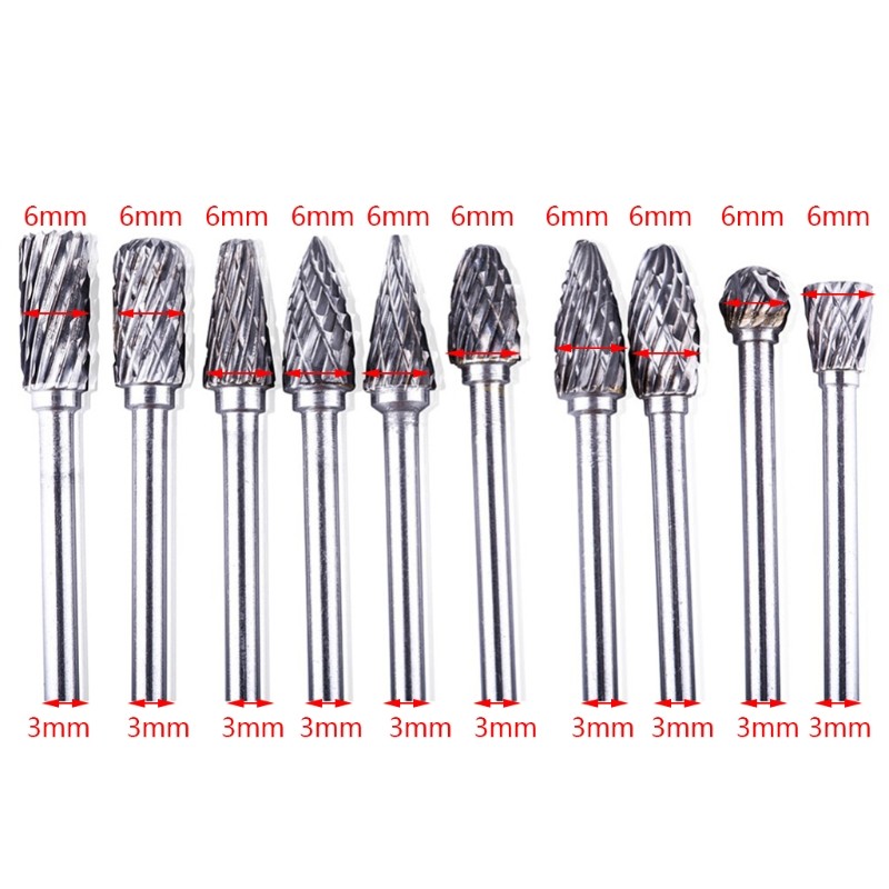 Steel Carbide Rotary File Solid Metal for Sharp Grinding Drill Bit 10 P