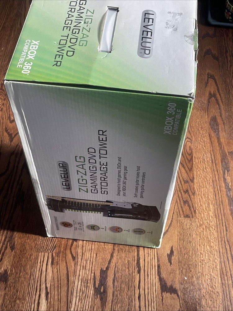 LEVEL UP Zig Zag Xbox 360 Storage Tower Console Guitars Games Controllers