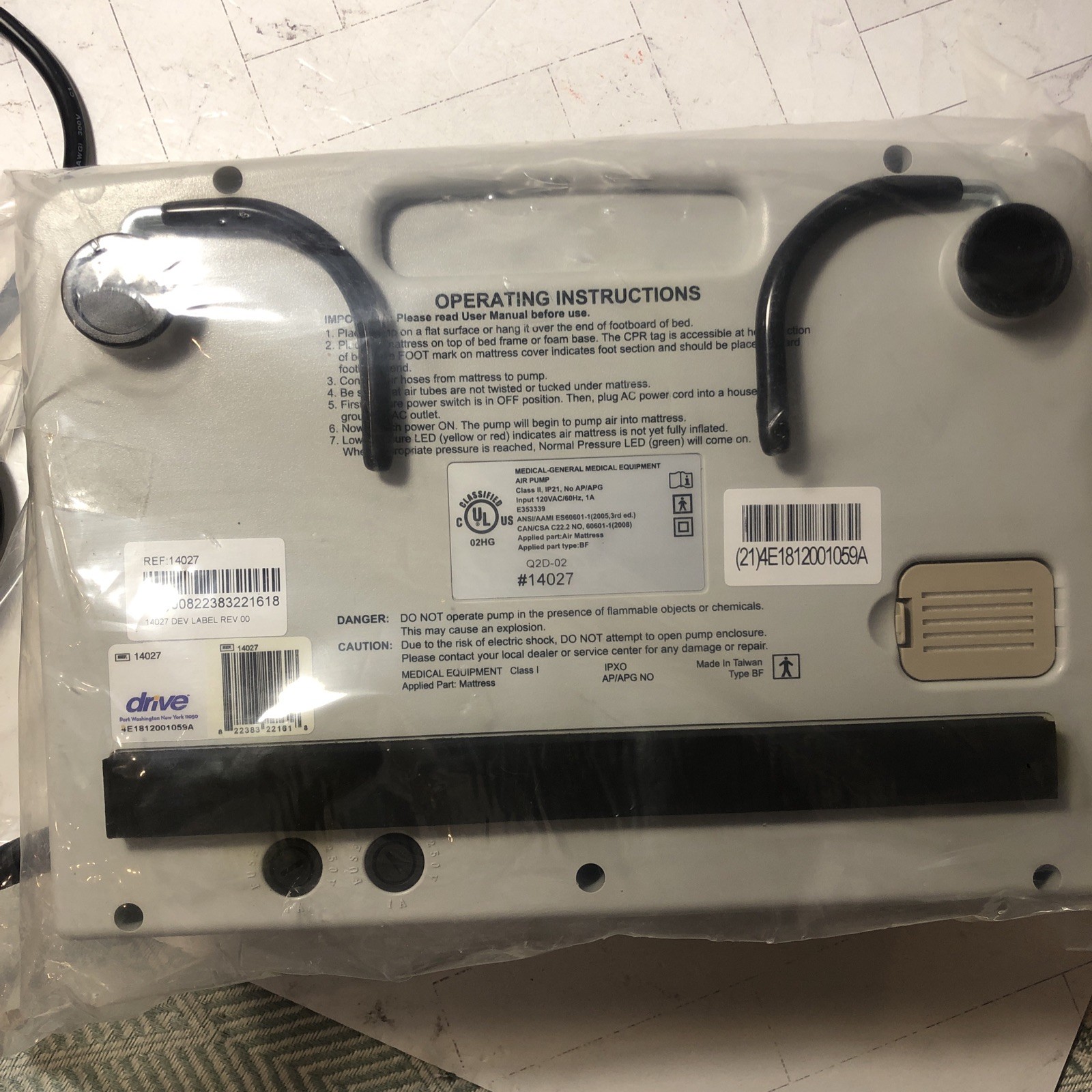 DRIVE MEDICAL Air Pump 14027 Mattress System (PUMP ONLY) NEW UNUSED