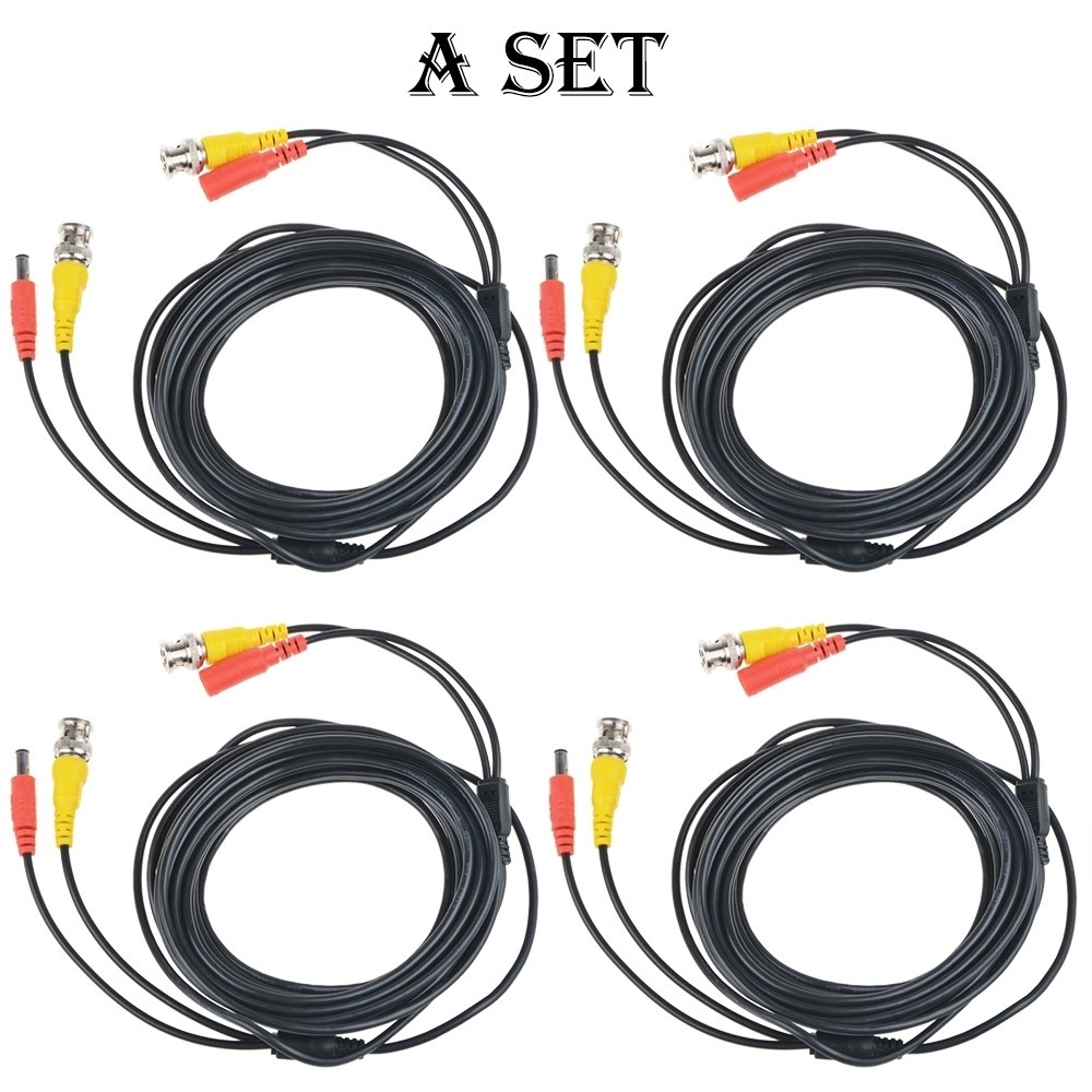 4 x 25ft BNC Video Power Cable Cord Wire for CCTV Security Camera