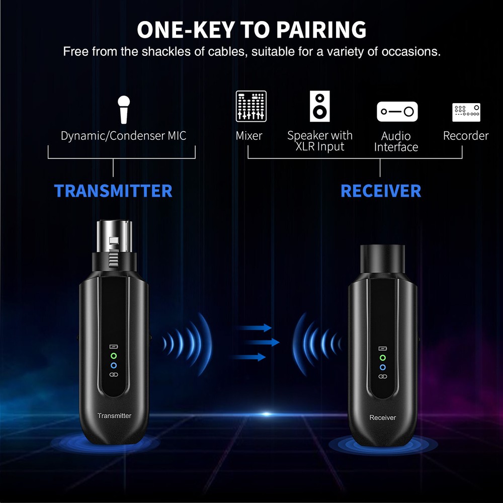 POGOLAB 2.4Ghz Wireless Microphone Transmitter Receiver System XLR Plug on