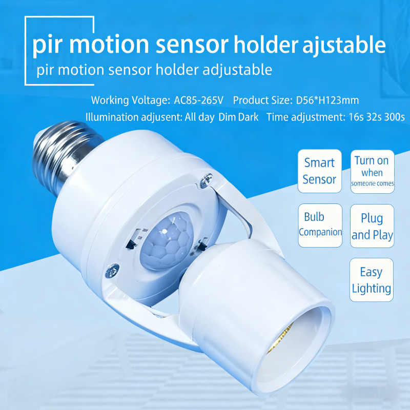 5Pcs Infrared Motion Sensor Socket E26/E27 LED Light Bulb Holder Adapter