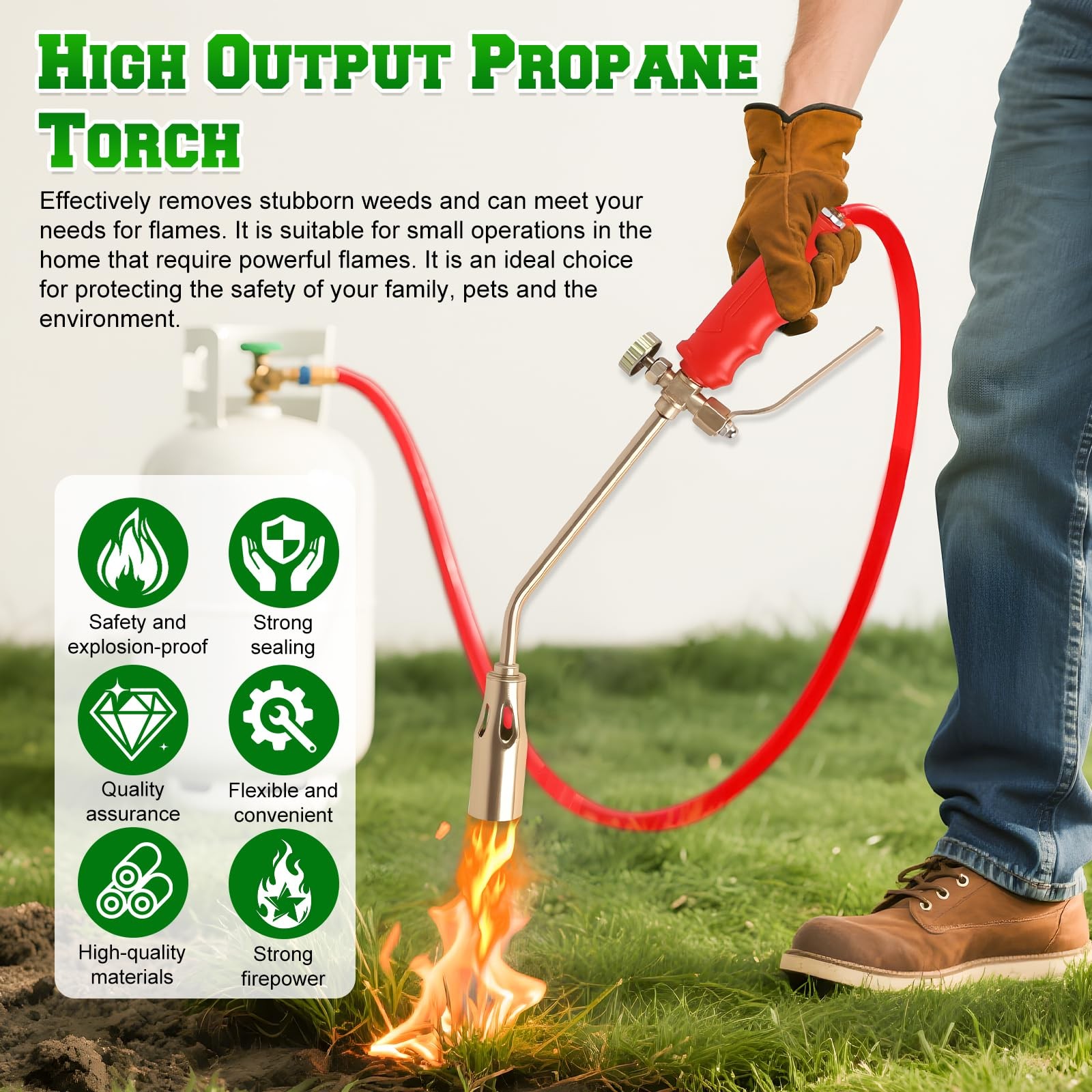 2025 New Propane Torch Weed Burner Kit, Portable Garden Weed Burner Torch, Hi...