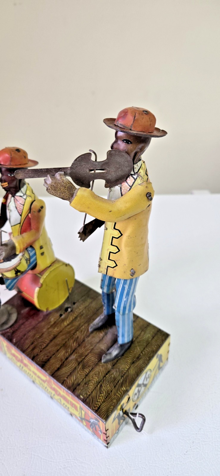 ANTIQUE WIND-UP MARX LITHOGRAPH TIN TOY "SPIC and SPAN" BAND - WORKING