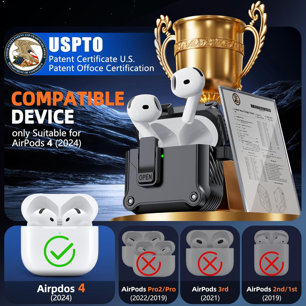 Compatible with Airpods 4Th Generation Case,With Cleaner Kit,Automatic Snap S...