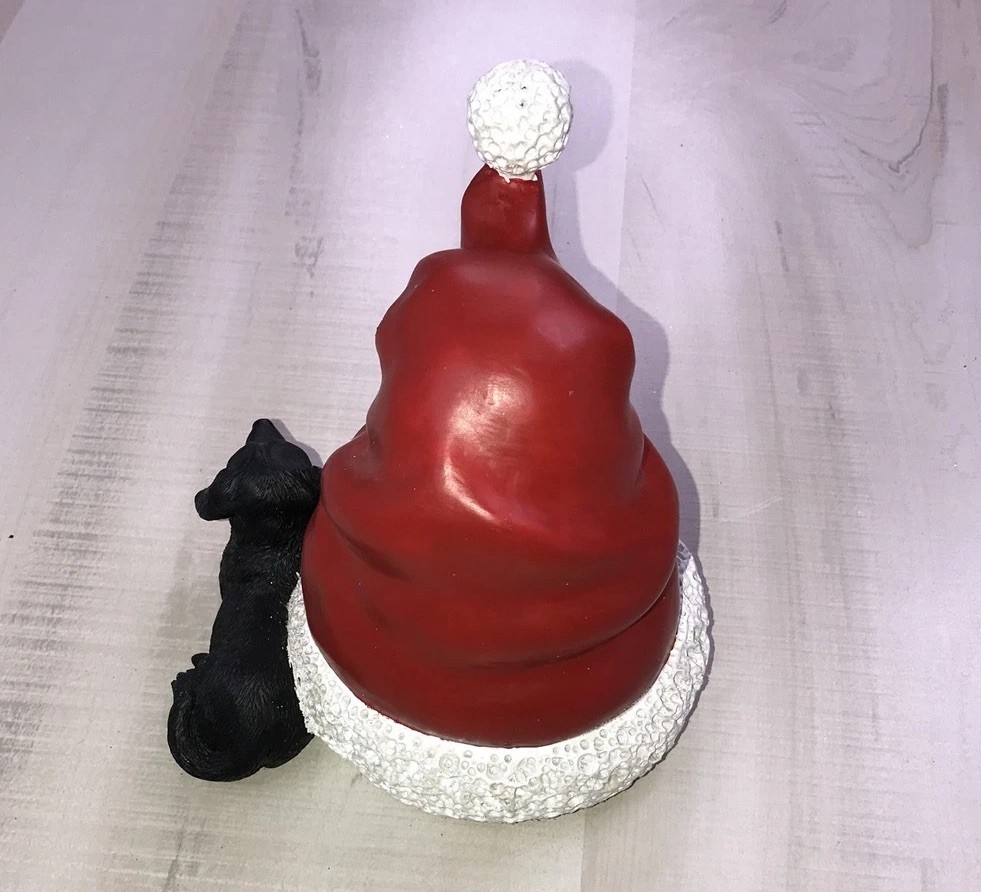 Ashland Pepermint Lane Black Labrador Dog Santa Hat Table Top Decor 6inch New