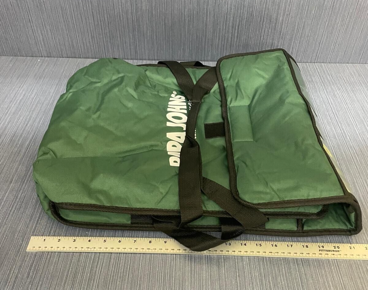 Papa John's Green Large Pizza Delivery Bag Thermally Insulated Door Dash Etc.