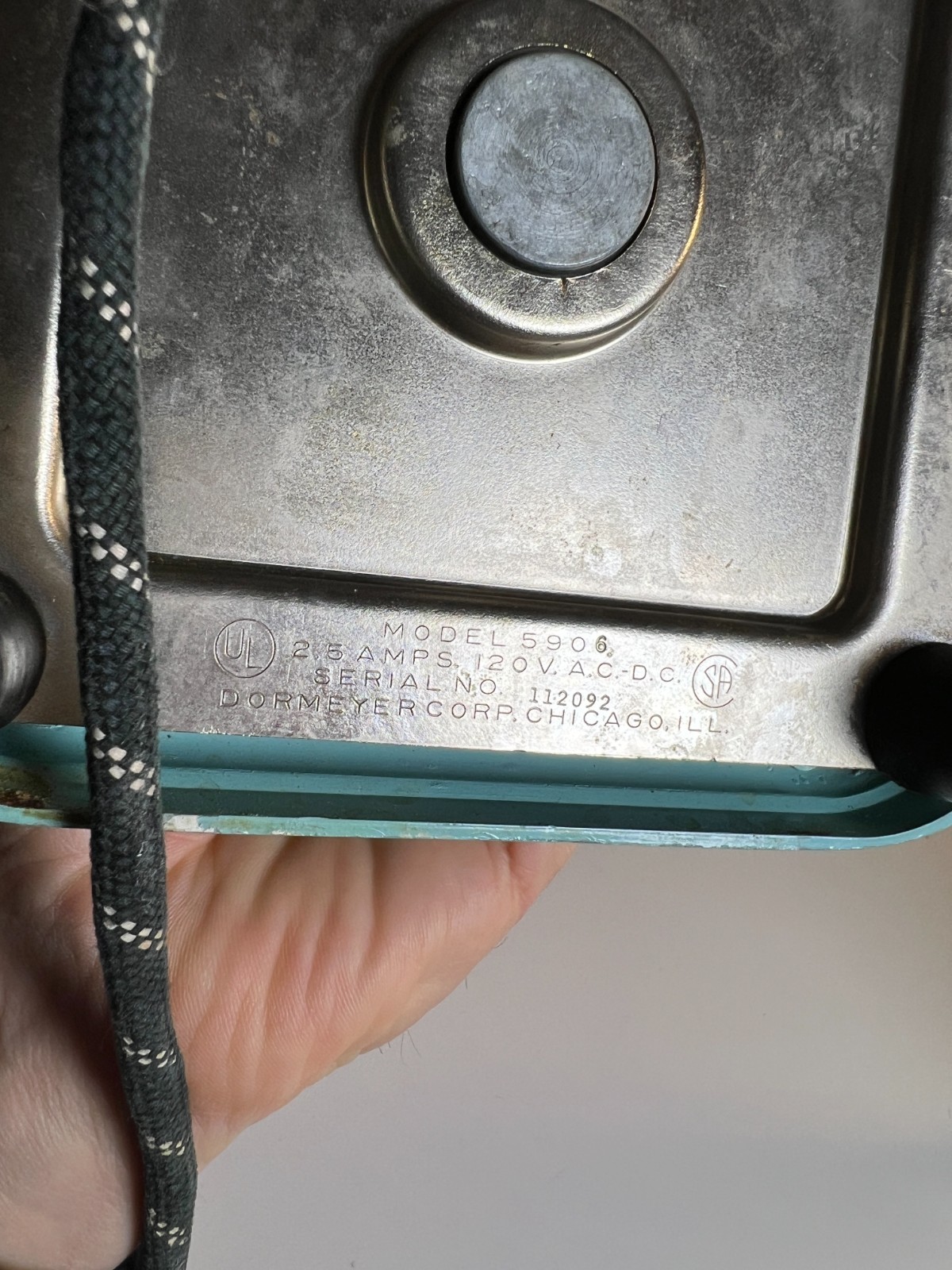 Vintage 1950s Dormeyer Model 5906 Turquoise Teal Blender Glass Chef Logo CHICAGO