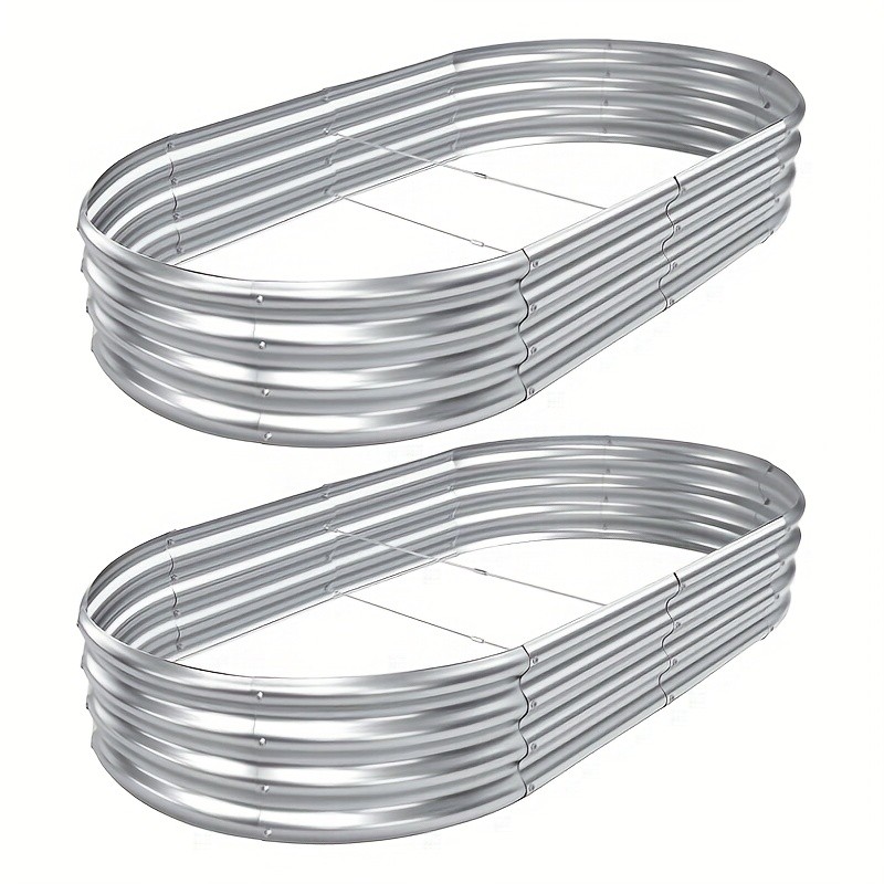 2-Pack Galvanized Elevated Garden Bed Set, Galvanized Outdoor Planting Box