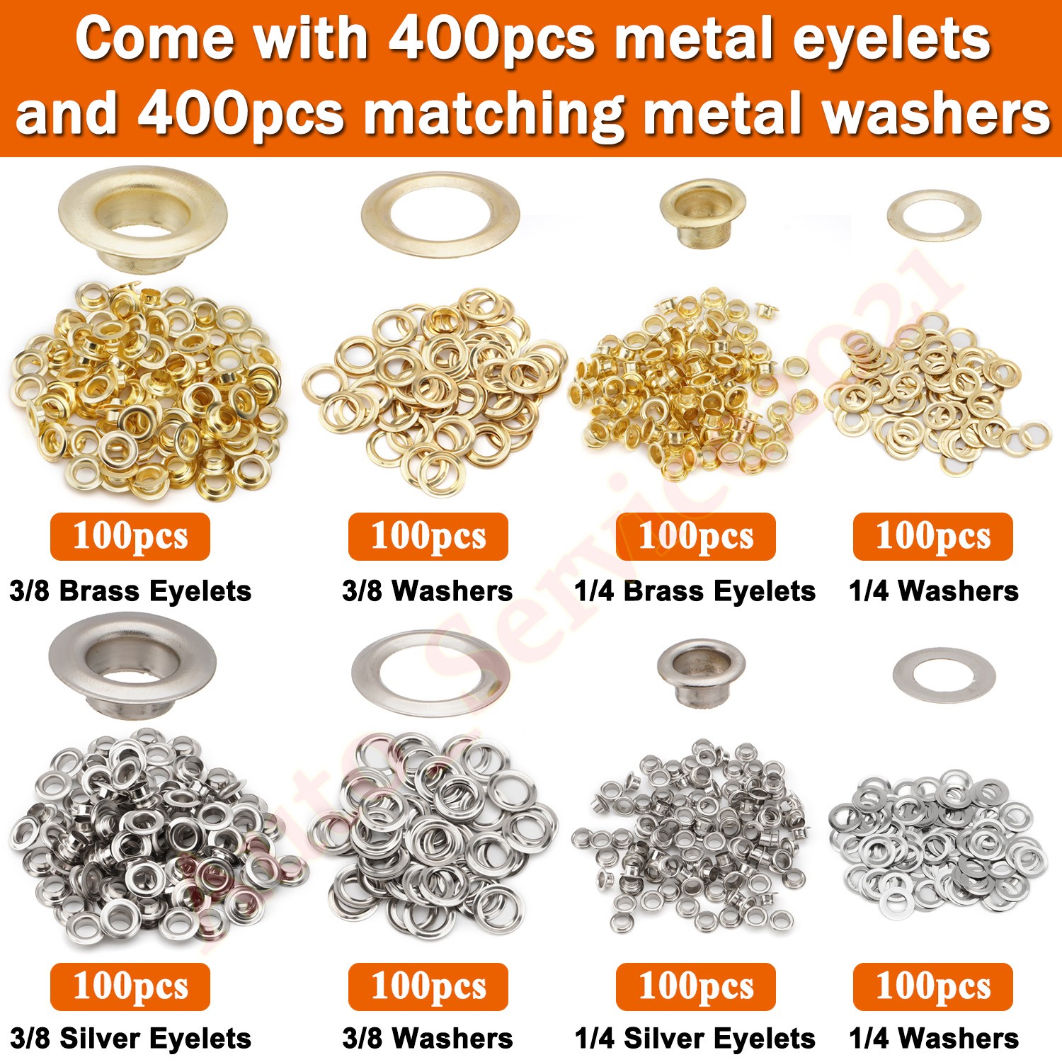 Grommet Tool Kit, Handheld Hole Punch Pliers, Hammer, Hole Punch, 400PCS Eyelets