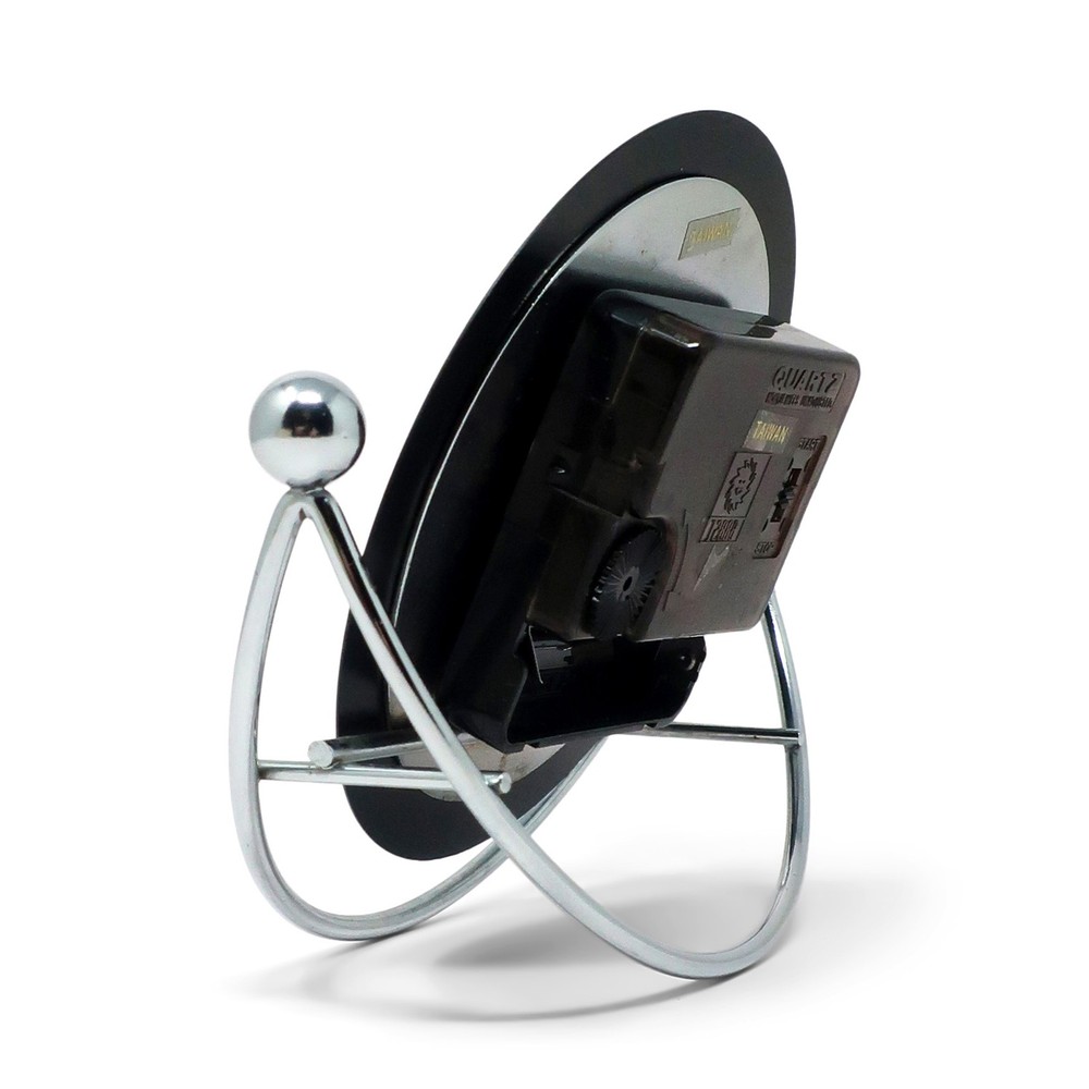 1980s Postmodern Chrome Rocking Desk Clock