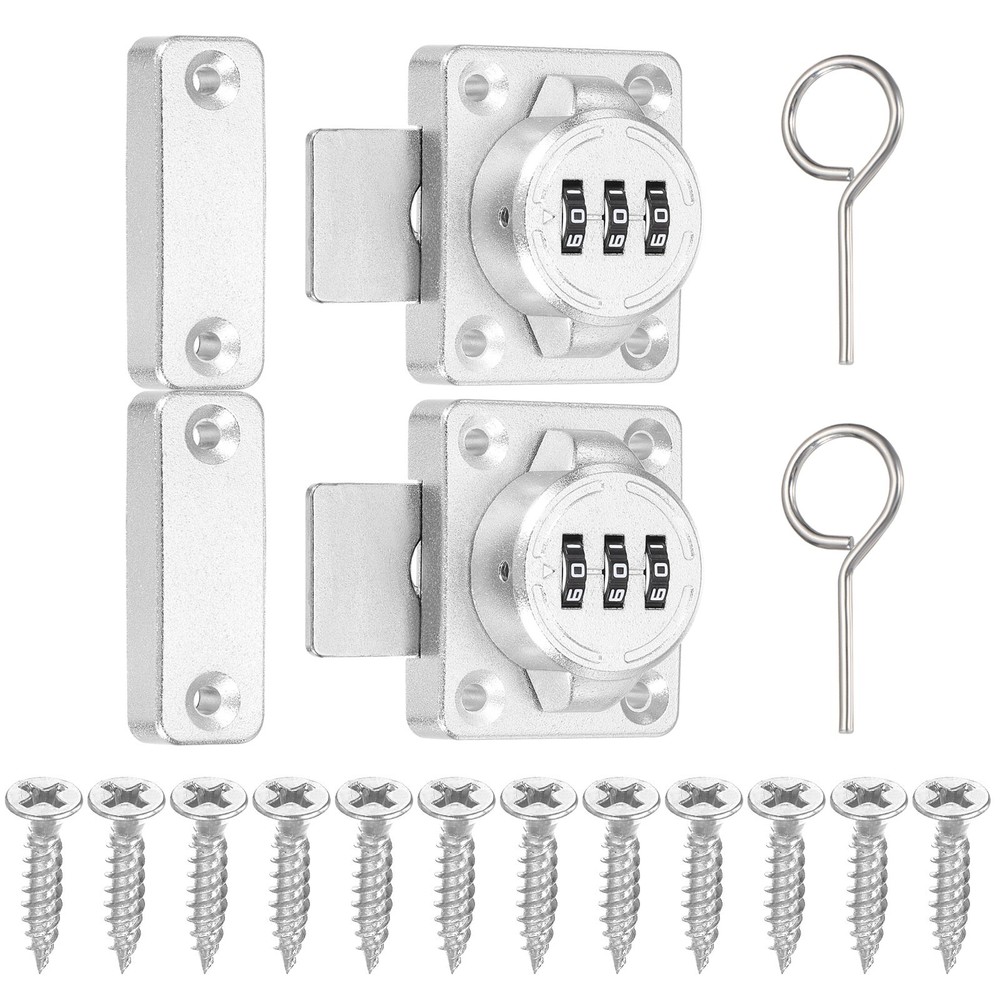 2 Pcs Combination Cabinet Latch Keyless Password Lock Silver