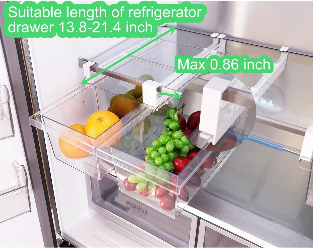 2 Pack Extra-Large Deli Drawer Organizer for Refrigerator Pull Out - Fridge