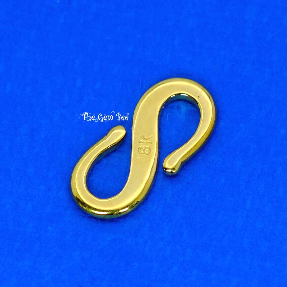 7mmx15mm 18k Solid Gold Heavy Hefty S Hook Clasp Finding