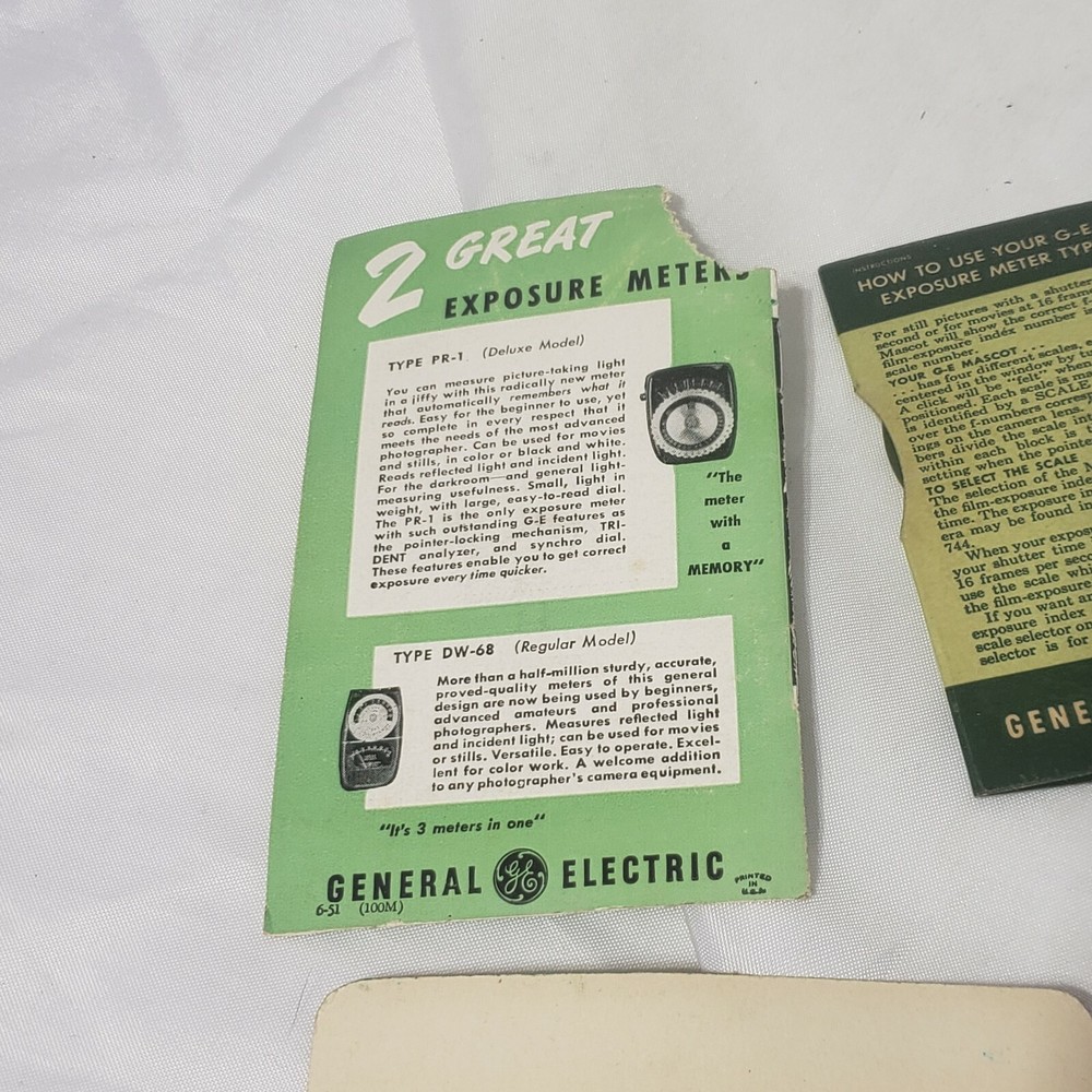 1950 GENERAL ELECTRIC Film Values, ready reference guide and Scale selector