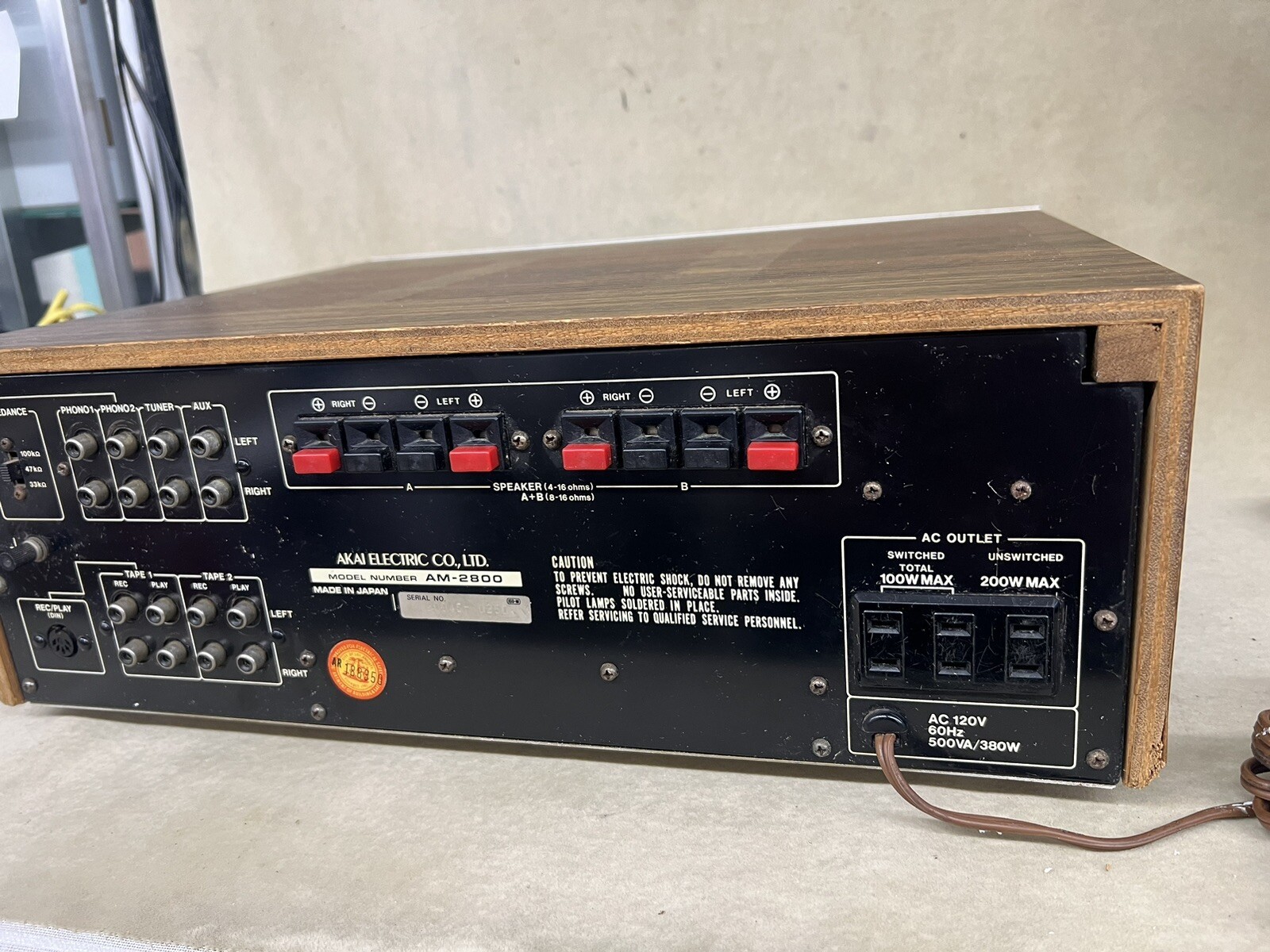 Akai AM-2800 Vintage Stereo Amplifier 80W/ Channel Made In Japan