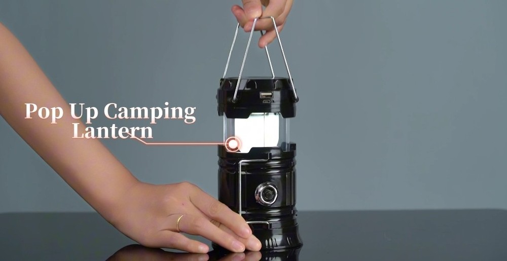Lichamp Collapsible Solar Camping Lantern, USB Rechargeable LED Flashlight