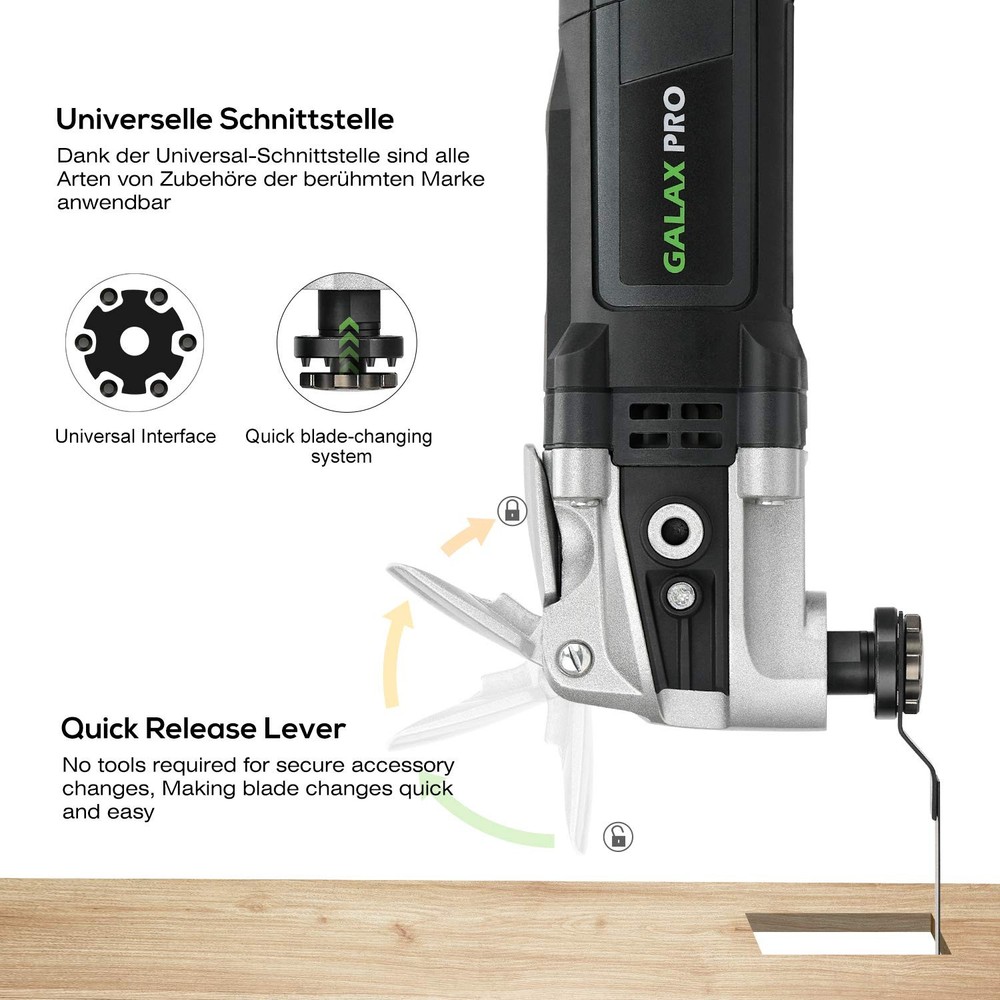 GALAX PRO 3.5A 6 Variable Speed Oscillating Multi Tool Kit 12.8 inches, Gray