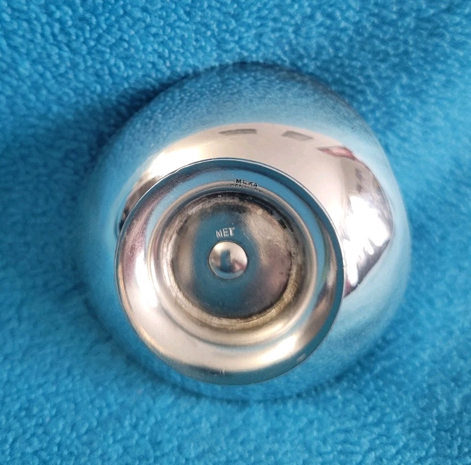 2 Vintage MEKA MADE IN DENMARK Blue Enamel Silver Plated Candleholders