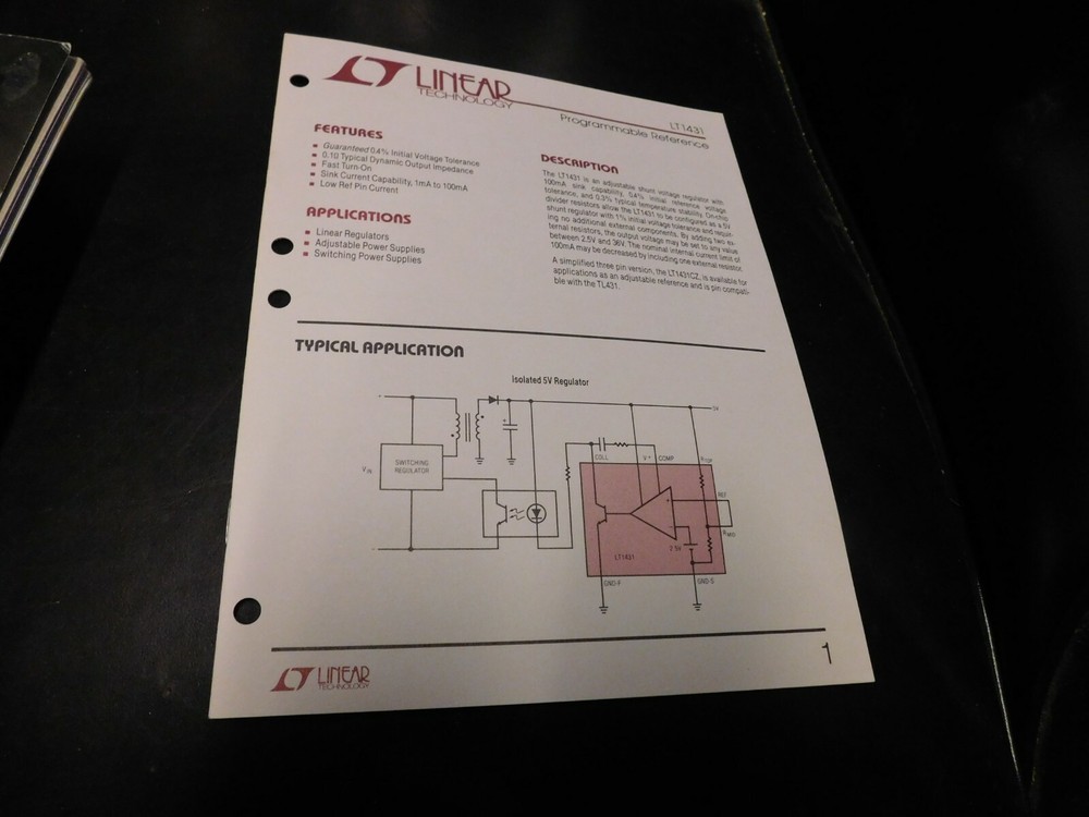Electronics Specification Guide Application Linear Technology LT1431