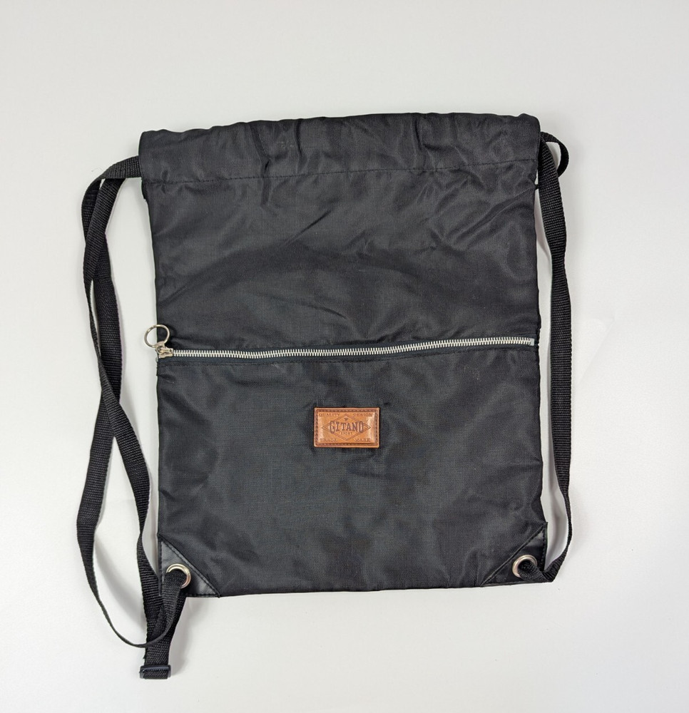 Gitano Sport Drawstring Cinch Backpack Vintage 90s Y2K Dark Gray/Black EUC