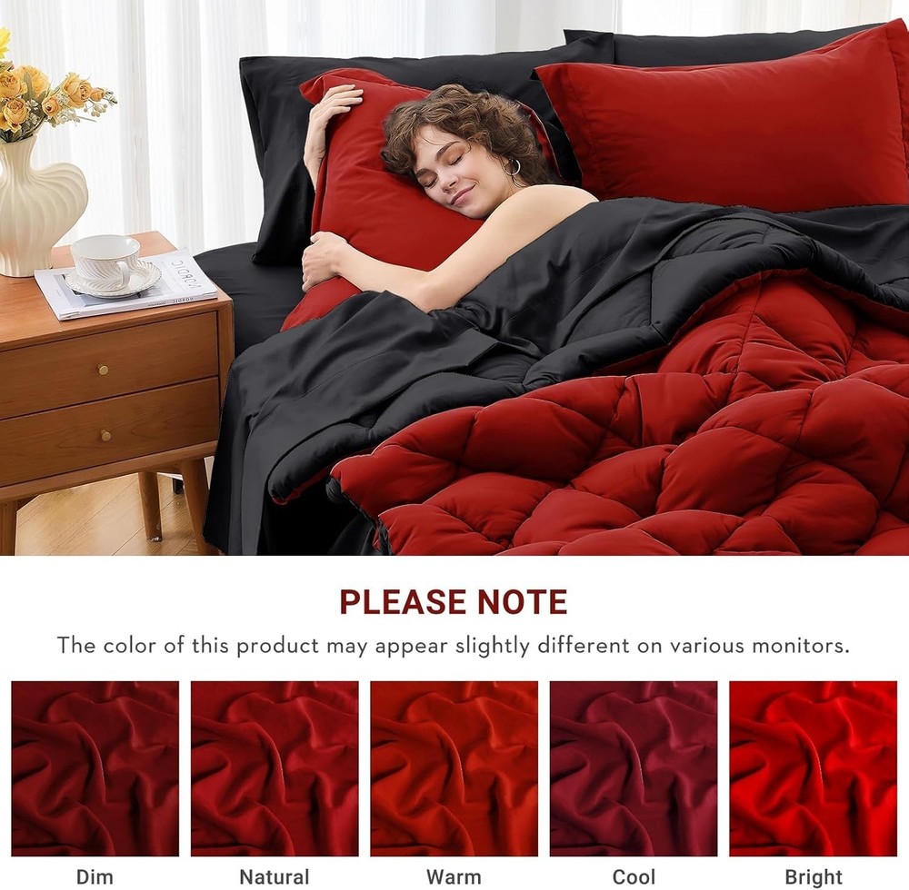 Luxurious 7-Piece Queen Comforter Set – Reversible Microfiber Bedding