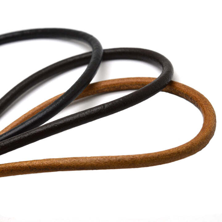 6mm Round Genuine Leather Cord for Jewelry Making 1.1 Yard - Brown