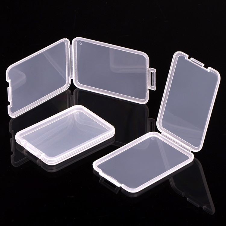 5pcs Clear Recyclable Hinged Lid Slim Plastic Shatter Containers SD Card Cases
