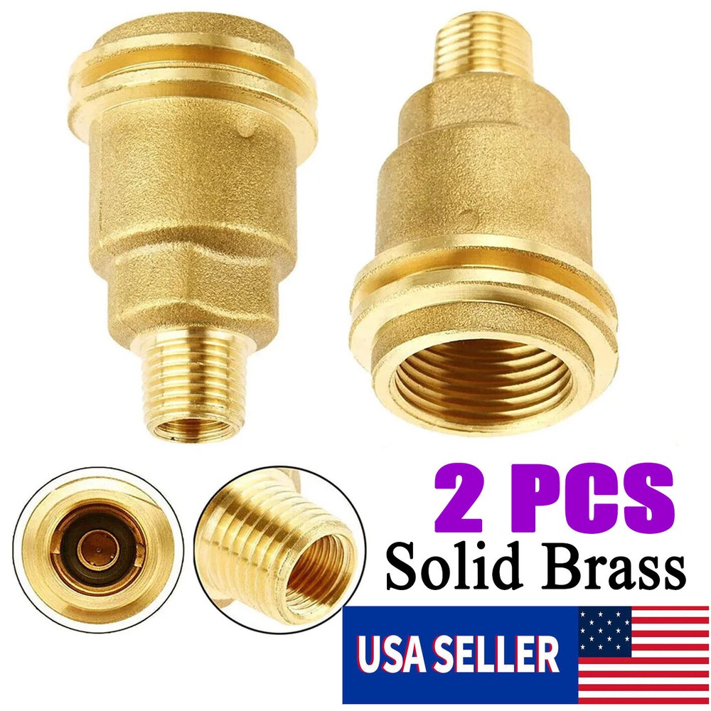 2 Solid Brass QCC1 Nut Propane Gas Fitting Adapter 1/4" Male Pipe Thread Connect