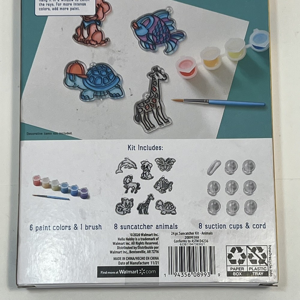 Hello Hobby Suncatcher Kit - Animals (24 pc) New