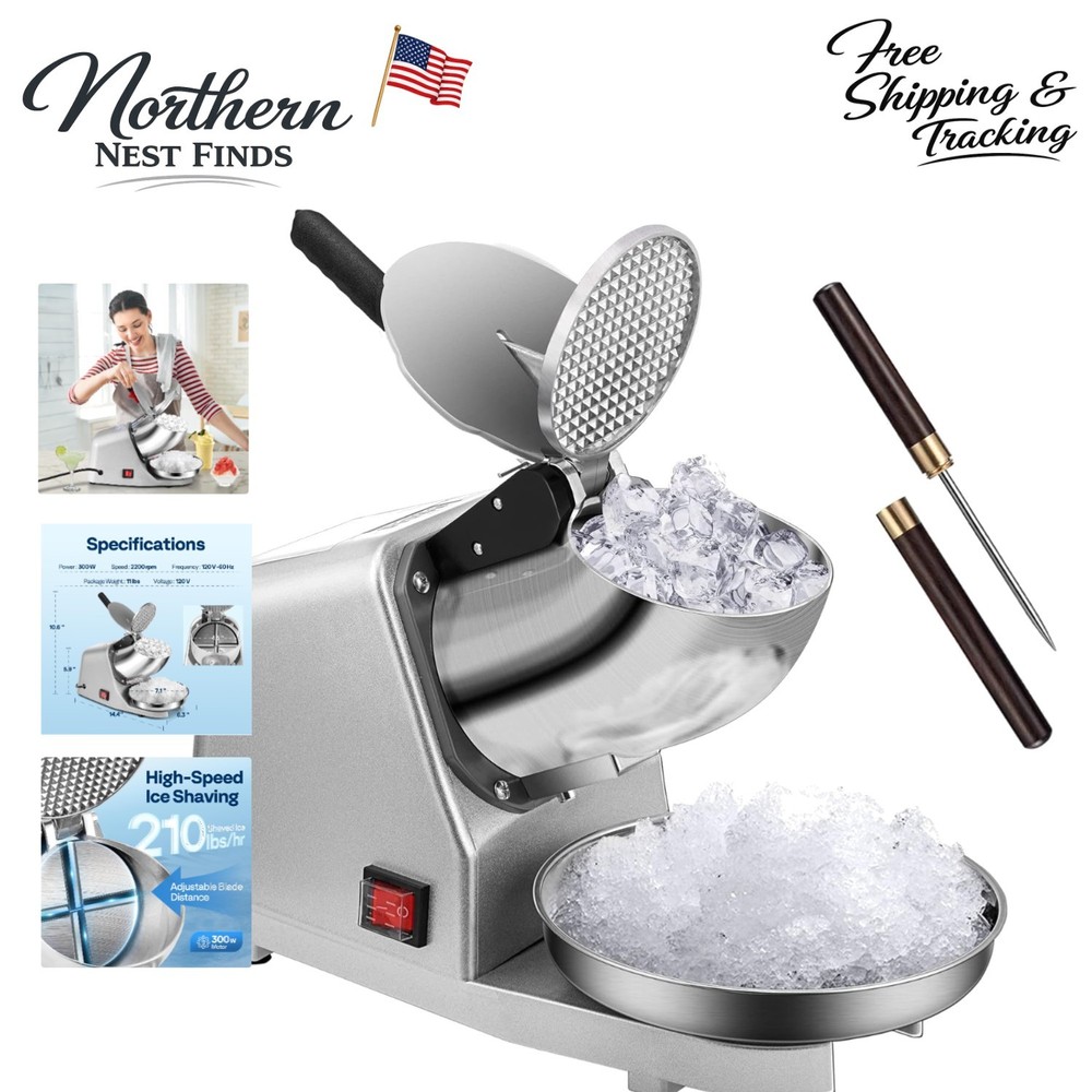 User-Friendly Electric Ice Crusher with Adjustable Texture - 4 Blades, 9.2 lbs