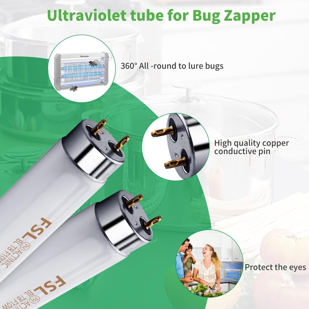Eco-Friendly 2-Pack 13'' Bug Zapper Bulbs - 10W Replacement for Effective Lure