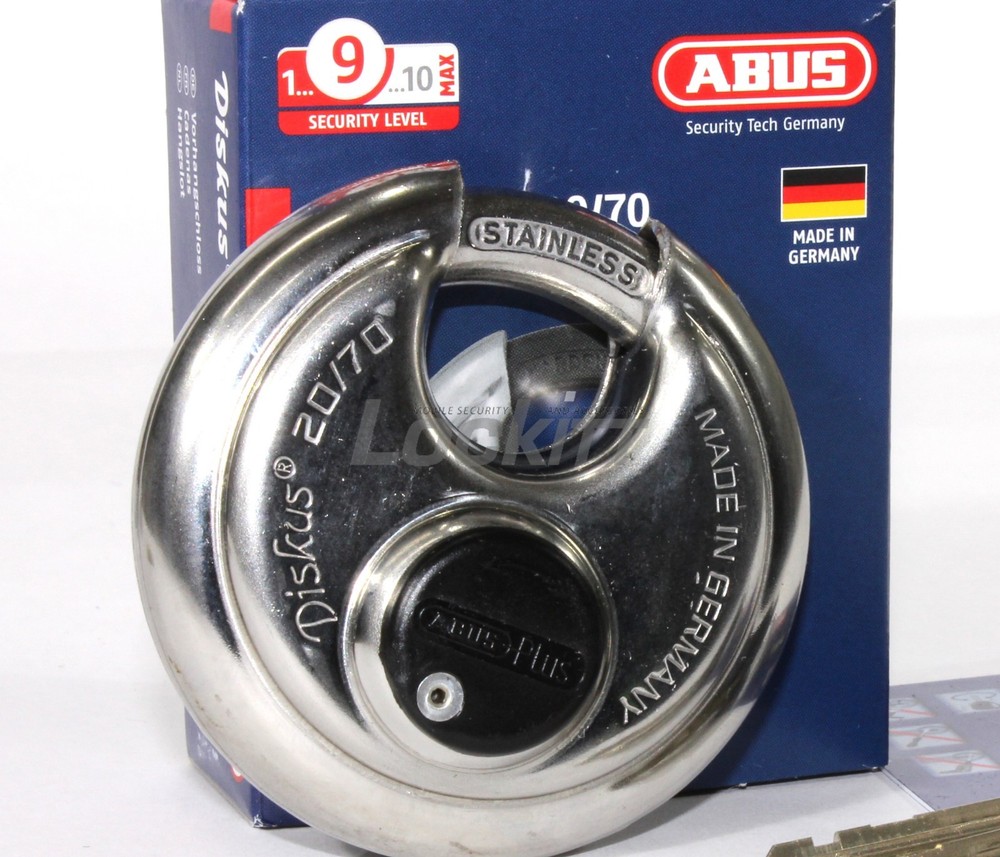 ABUS 20/70 Diskus Round padlock with Plus Cylinder - KEYED Different